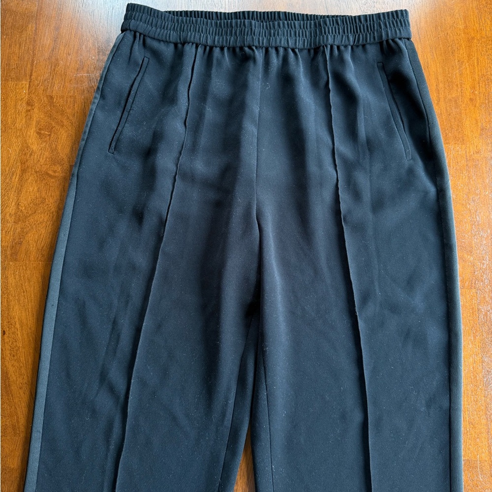 AllSaints Women’s Lightweight Wide Leg Black Pants, Casual Stretch Waist size 14